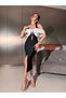 Elegant Cut Scuba Crepe Dress with Stone Accessories - 3