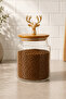1 Piece 650 ml Gold Deer Glass Jar with Bamboo Lid - 2