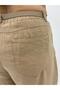 Plus Size Linen Elastic Waist Belted High Waist Loose Leg Women's Trousers with Pockets - 5