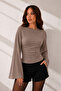 Modal Fabric Gathered Detail Wide Sleeve Women's Blouse 212 - 3