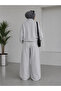 Double Black and Gray Sweatpants - Wide Leg Comfortable Cut High Waist Model - 5