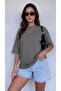 Women's oversized casual t-shirt - basic plain unprinted grey