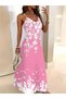 Women's Strappy V-Neck Patterned Long Single Jersey Dress - 2