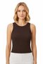 Premium - Tide Collection |   Brown Crew Neck Wrinkled Textured Sleeveless Women's Crop Blouse