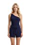 Premium - Tide Collection |   Navy Blue Lace-Up Wrinkled Textured Comfortable Cut Women's Shorts - 5