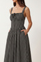 Striped Corset Look Poplin Midi Dress Lub0374 Black - 4
