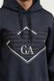 Men's Double Lace Hooded Comfortable 100% Cotton Jersey Fabric Navy Blue Sweatshirt - 4