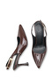 Theftrine Women's Pointed Toe Heeled Shoes 0012106 Brown Patent Leather - 3