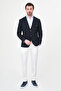 Straight Slim Fit Men's Jacket with Pockets and Snap Fasteners Navy Blue - 41498.26Y - 3