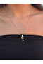 Stone Detailed Non-Tarnishing Fish Pendant Gold Color