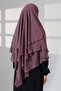 Hijab Chiffon Veil Three-Layer Short Souffle Khimar, Practical Hijab Shawl Triangle Cut - Dusty Rose - 8