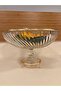 Round Salad or Fruit Bowl with Stand, Cutting Glass and Cast Brass, Gold Color, Diameter 32 Cm, Height 20 cm - 8