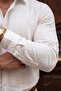 قميص باليرمو الأبيض والبيج المخطط بقصة عادية مريحة - 5
