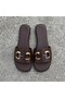 Buckle detailed thin sole women's slippers - 2