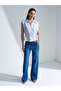 50549 100% Cotton Lace-Up Striped Shirt-Blue - 4