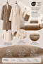 Eldy 8 Piece Striped Bathrobe Family Set 100% Cotton Certified Bathrobe Set Dowry Set - Cream Beige - 6