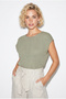 Women's Green Boat Neck Bat Sleeve Cotton Mercerized Knitwear Blouse Tk261058 60286223 - 4