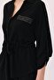 Waist gathered pocket cover pearl studded stone coat - 3