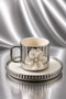 2-Piece Porcelain Platinum Plated Luxury Lotus Coffee Cup Set Striped Model 100ml - 2