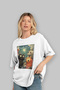 For the Sake of Cat Love 110 Front Cat Printed White Oversize T-Shirt 100% Cotton Unisex Cat Lover Premium Design - 4