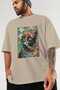 For the Love of Cats 83 Front Cat Printed Beige Oversize T-Shirt 100% Cotton Unisex Cat Lover Premium Design - 3