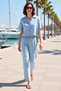Women's Large Size Short Sleeve Shirt Collar Denim Suit 100% Lyocell Relaxed Fit Casual Modern Stylish