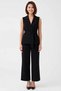 Women's Plus Size Double Breasted Collar Sleeveless Wide Leg Belted Modal Blend Suit Relaxed Fit Casual - 4