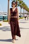 Women's Plus Size V-Neck Sleeveless Oversize Knitted Two-Piece Set Sandy Textured Long Cut Casual Comfortable Stylish
