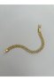Special Series Cord Model Thick Xp Gold Color Bracelet with Zircon Stones in the Middle - 5