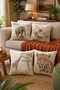 Bohemian Forest Animals Patterned Set of 4 Throw Pillow Covers - 2