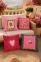 Pink Hearts Patterned 4-Piece Throw Pillow Cover Set