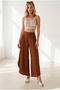 Women's Tile Pleated Flared Palazzo Trousers with Detailed Cuffs Pnt-19000415 - 3