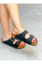 Stella Black Double Buckle Daily Flat Sole Women's Slippers - 4