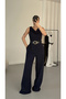 Aviva Belted Jumpsuit - Navy Blue