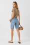 High Waist Med Blue 5 Pocket Jean Bermuda Shorts-Med Blue - 6