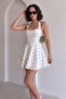 Women's Buttoned-At-The-Neck Poplar-Printed Gabardine Mini Dress - 2