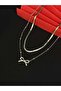 316l steel silver color two chain necklace - 3
