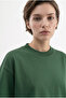 Women's Basic Oversize Cotton Single Jersey T-Shirt Nefti Green - 3