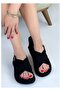 Bellamor Women's Thick Platform Sole Suede Textured Cross Sandals - 3