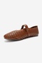 Ari̇an Tan Skin Genuine Leather Perforated Women's Ballerina Shoes - 6