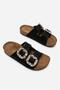 Pienn 01103 Anatomical Stone Buckle Detailed Women's Slippers - 5