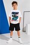 Summer Foresight Speed 78 Car Printed Boys' Black Shorts and White T-Shirt Set