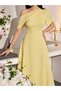 Yellow Solid Asymmetric Neck A-Line Maxi Dress - 3