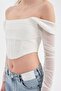 Women's Underwire Long Sleeve Off-Shoulder Tulle Detailed Design Corset - 7