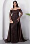 Strpalez Collar Satin Shawl Detail Beaded Dress Ecr5879