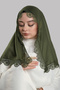 Khaki Prayer Hijab Scarf Cut Fiber Laced 202211_09 - 2