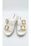 Double Buckle Women's Gold Buckle Eva Lightweight Soft Thick Sole Slippers - 3