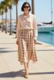 Women's Maxi Skirt Elastic Waist Plaid Pattern Lined Flared Cotton Comfortable Long Length Cut Daily Casual - 3