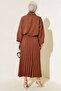 Women's Pleated Skirted Linen Double Suit - 4