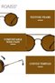 Mens Round Sunglasses UV400 Protection Sun Glasses Fashion Anti-Glare Alloy Frame for Driving Fishing Traveling Brown Lens - 5